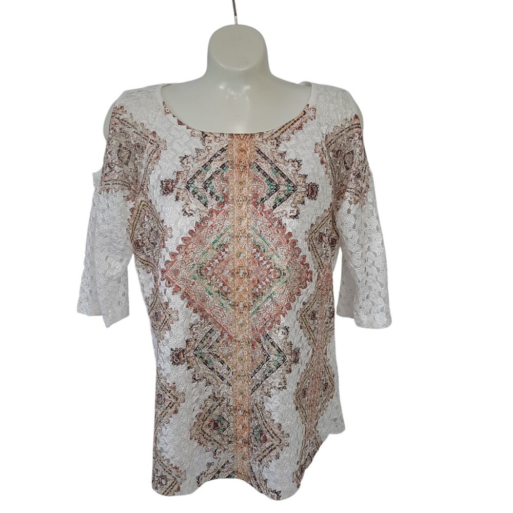 Brittany Black Geometric Pattern with Lace Fabric,  Cold Shoulder